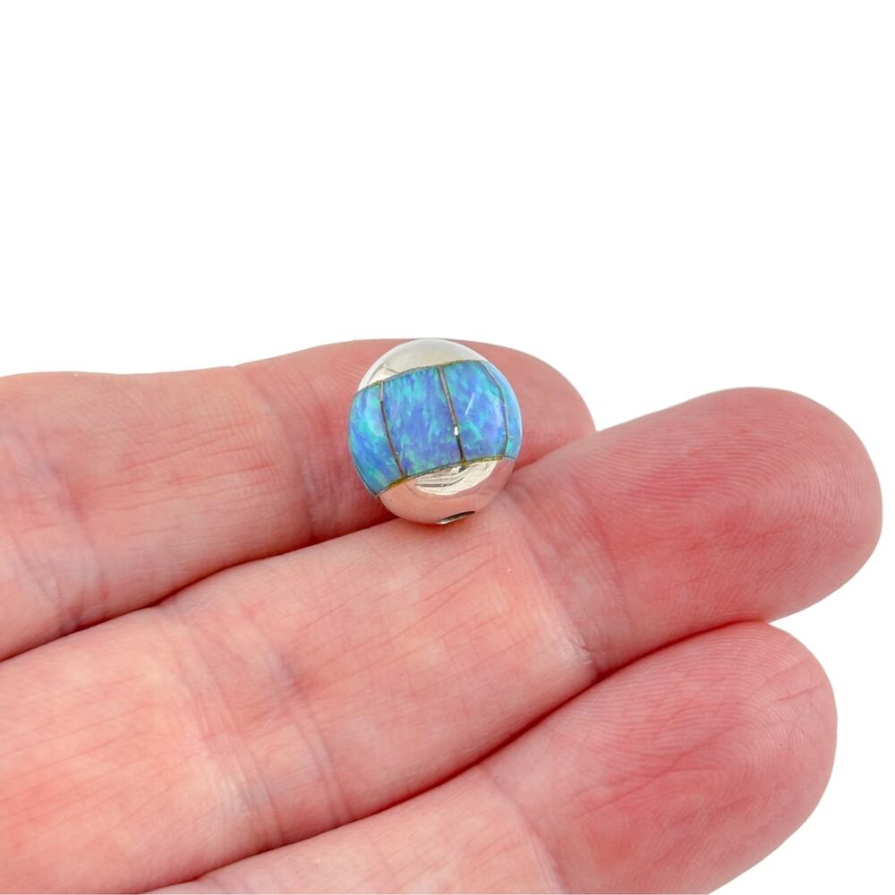 Vintage Sterling Silver 925 Opal Inlay Bead